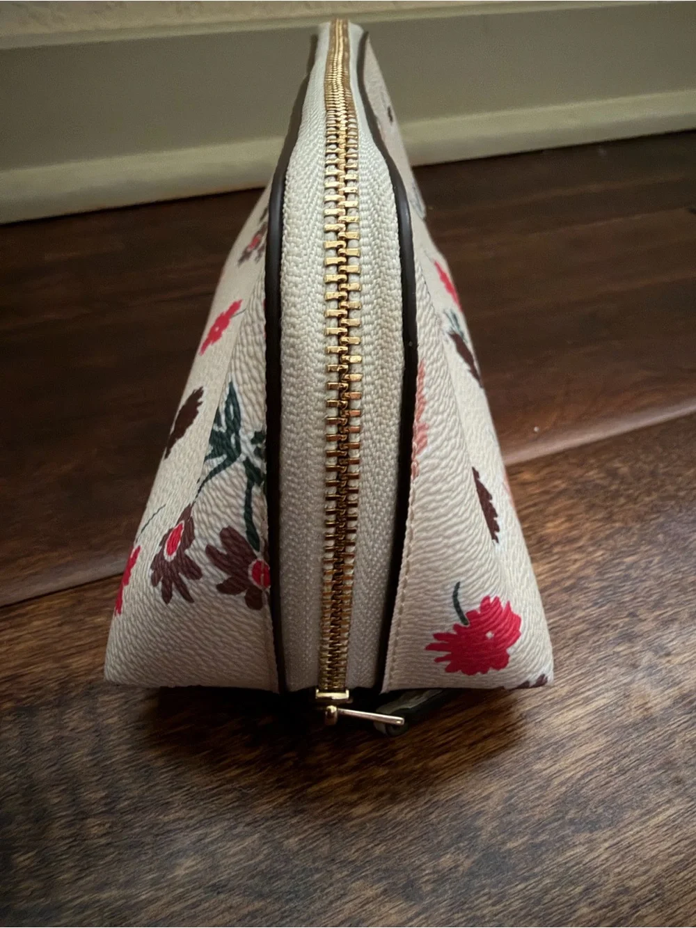 Coach Floral Leather Cosmetic Bag Pouch
